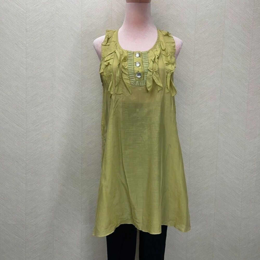 Twelve Couture 2009 Forever Twenty One Rhinestones Green Tunic Top Womens Large
